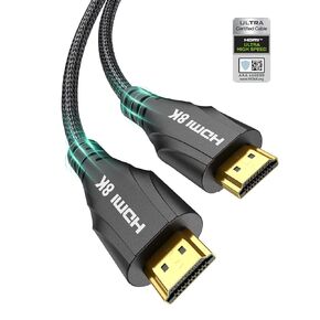 HDMI Cables 15FT Long - 8K Ultra High Speed HDMI Cable,48Gbps HDMI Braided Cord,8K 60hz,4K 120hz,eARC,HDCP 2.2&2.3 - Compatible for HDTV/PS5/Xbox