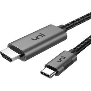 كابل Uni USB C إلى HDMI للمكتب المنزلي بطول 6 أقدام (4K@60 هرتز)، كابل USB من النوع C إلى HDMI، Thunderbolt 4/3 متوافق مع iPhone 15 Pro/Max، MacBook Pro/Air 2023، iPad Pro، Surface Book 2، Galaxy S23