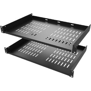 2 Pcs of 1U Universal Rack Shelf, 12" Deep Vented Cantilever Rack Tray for 19" Networking Cabinet or Rack, Black 2 Pcs (12 inches 2 Pcs)