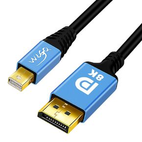 WLGQ Mini DisplayPort to DisplayPort Cable, Mini DP to DP 1.4 8K@60Hz 4k@144Hz Suitable for Thunderbolt 2 Interface（6.6ft）