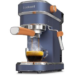 Laekerrt 20 Bar Espresso Maker CMEP01 with Milk Frother Steamer, Home Expresso Coffee Machine for Cappuccino and Latte (Navy Blue, Stainless Steel) Gift for Coffee Lovers, Father