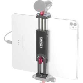Aluminum iPad Tripod Holder Mount - U-pad III 7.9-12.9in Metal iPad Tripod Adapter w Cold Shoe 2 Acra Swiss QR Mount Adjustable Universal Tablet Clamp Video Recording for iPhone iPad Air Mini