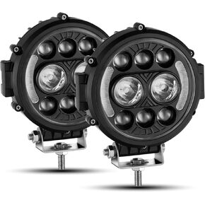 6 Inch LED Light Bar, 2PCS 80W Single Rows Spot Beam Amber White Dual Color Fog Lights Slim Light Bar LED Pods Driving Backup Light for Truck ATV SUV UTV Motorcycle Boat Off Road
