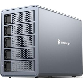 Yottamaster 10Gbps 5 Bay USB C Hard Drive Enclosure Daisy Chain, 150W Aluminum 3.5" HDD Enclosure for 3.5 & 2.5 Inch SATA HDD/SSD up to 5x18TB, Non-RAID DAS Daisy Chain 270TB Storage Expansion[FS5C3]