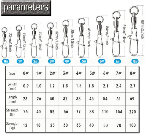 AMYSPORTS Duo Lock Snap Fishing Swivels Stainless Barrel Swivels Fishing Lure Snap Swivels Ball Bearing Swivels Fishing Tackle for Saltwater Fishing Freshwater Fishing in Kuwait