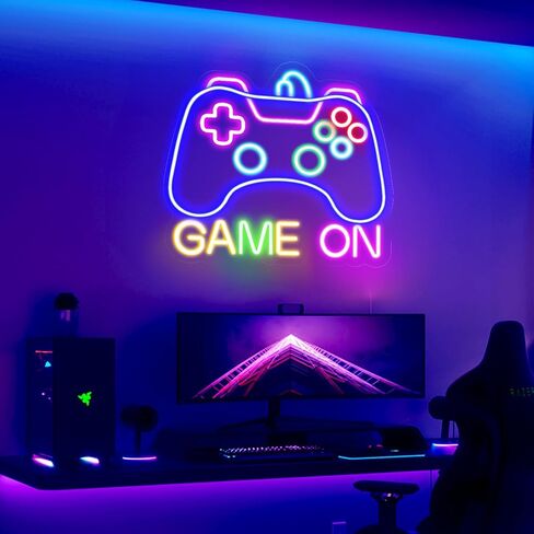 Gamer Neon Sign for Game Room Decor, Game On Neon LED Sign for Gamer Wall Decor, Gaming Neon Light Sign for Teen Bedroom Decor, Gamer Gifts for Boys, Teen, Men, Kids in Kuwait