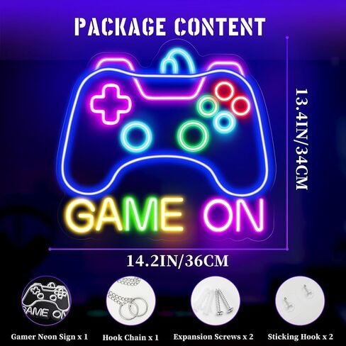 Gamer Neon Sign for Game Room Decor, Game On Neon LED Sign for Gamer Wall Decor, Gaming Neon Light Sign for Teen Bedroom Decor, Gamer Gifts for Boys, Teen, Men, Kids in Kuwait
