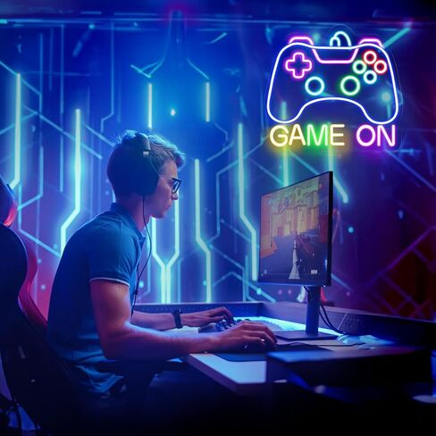 Gamer Neon Sign for Game Room Decor, Game On Neon LED Sign for Gamer Wall Decor, Gaming Neon Light Sign for Teen Bedroom Decor, Gamer Gifts for Boys, Teen, Men, Kids in Kuwait