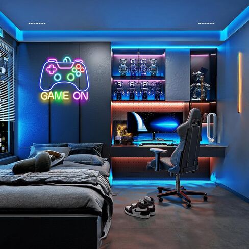Gamer Neon Sign for Game Room Decor, Game On Neon LED Sign for Gamer Wall Decor, Gaming Neon Light Sign for Teen Bedroom Decor, Gamer Gifts for Boys, Teen, Men, Kids in Kuwait