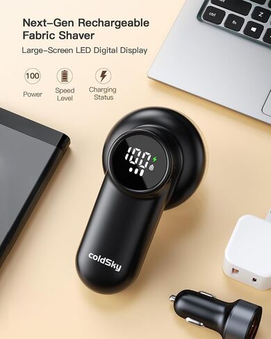 Rechargeable Fabric Shaver, Lint Shaver with Digital Display, Sweater Shaver with 6-Leaf Blades and Safety Lock, 3-Speeds Defuzzer Remove Fuzz, Pills from Clothes, Furniture, Sofa, Blanket in Saudi Arabia