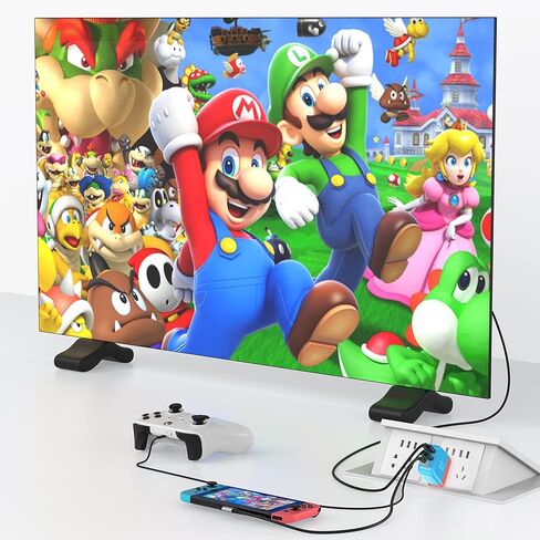 شاحن قاعدة التبديل المحمول RREAKA لجهاز نينتندو سويتش/OLED، شاحن مثالي لمحطة إرساء التلفزيون الساحرة 4K@60 هرتز HDMI/USB2.0/PD USB-C منفذ شحن سريع وكابل USB-C بطول 4 أقدام (أزرق، 30 وات) in Kuwait