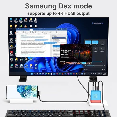 شاحن قاعدة التبديل المحمول RREAKA لجهاز نينتندو سويتش/OLED، شاحن مثالي لمحطة إرساء التلفزيون الساحرة 4K@60 هرتز HDMI/USB2.0/PD USB-C منفذ شحن سريع وكابل USB-C بطول 4 أقدام (أزرق، 30 وات) in Kuwait