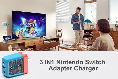 شاحن قاعدة التبديل المحمول RREAKA لجهاز نينتندو سويتش/OLED، شاحن مثالي لمحطة إرساء التلفزيون الساحرة 4K@60 هرتز HDMI/USB2.0/PD USB-C منفذ شحن سريع وكابل USB-C بطول 4 أقدام (أزرق، 30 وات) in Kuwait