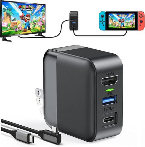 RREAKA Portable Switch Dock Charger for Nintendo Switch/OLED, Ideal Charger for Switch TV Docking Station Witch 4K@60Hz HDMI/USB2.0/PD USB-C Fast Charging Port and 4FT USB-C Cable (Black, 36W) in Saudi Arabia