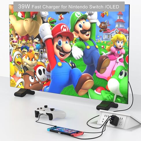 RREAKA Portable Switch Dock Charger for Nintendo Switch/OLED, Ideal Charger for Switch TV Docking Station Witch 4K@60Hz HDMI/USB2.0/PD USB-C Fast Charging Port and 4FT USB-C Cable (Black, 36W) in Saudi Arabia