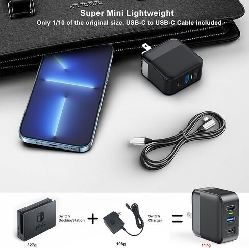 RREAKA Portable Switch Dock Charger for Nintendo Switch/OLED, Ideal Charger for Switch TV Docking Station Witch 4K@60Hz HDMI/USB2.0/PD USB-C Fast Charging Port and 4FT USB-C Cable (Black, 36W) in Saudi Arabia