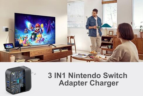 RREAKA Portable Switch Dock Charger for Nintendo Switch/OLED, Ideal Charger for Switch TV Docking Station Witch 4K@60Hz HDMI/USB2.0/PD USB-C Fast Charging Port and 4FT USB-C Cable (Black, 36W) in Saudi Arabia