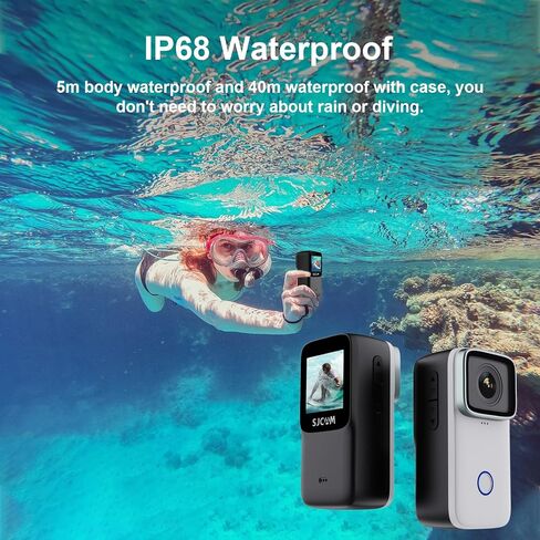 SJCAM C300 Pocket Action Camera,4K Body Camera, Auto Screen Off, Stabilization, Waterproof, Small Wearable, Mini POV Camera, Removable Dual Battery, Touch Screen, with Helmet Mount Kits, White in Saudi Arabia