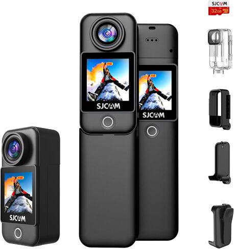 SJCAM C300 Pocket Action Camera,4K Body Camera, Auto Screen Off, Stabilization, Waterproof, Small Wearable, Mini POV Camera, Removable Dual Battery, Touch Screen, with Helmet Mount Kits, White in Saudi Arabia