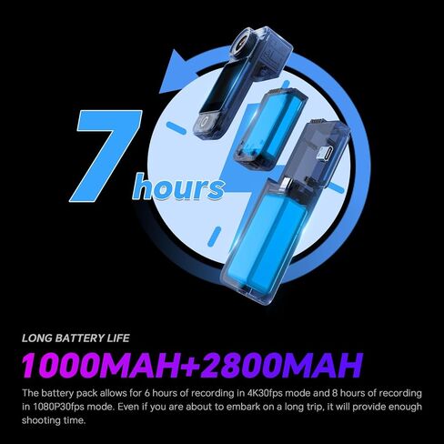 SJCAM C300 Pocket Action Camera,4K Body Camera, Auto Screen Off, Stabilization, Waterproof, Small Wearable, Mini POV Camera, Removable Dual Battery, Touch Screen, with Helmet Mount Kits, White in Saudi Arabia
