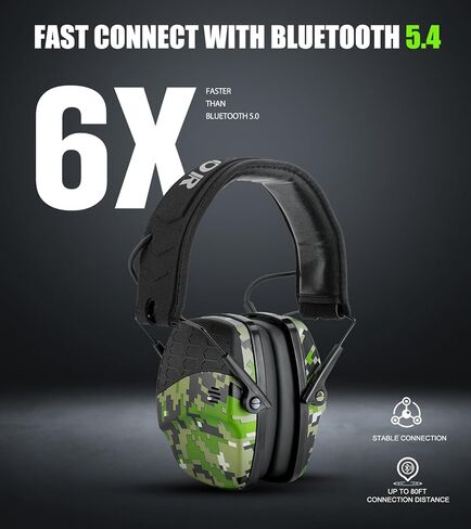 Upgrade Bluetooth 5.4 Shooting Ear Protection with Sound Amplify Electronic Digital Safety Ear Muffs Slim Hearing Protector for Shooting Hunting Gun Range (Black) in Kuwait
