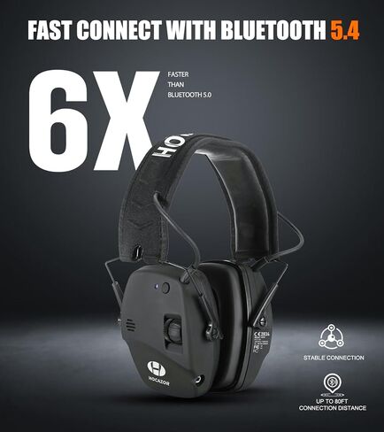 Upgrade Bluetooth 5.4 Shooting Ear Protection with Sound Amplify Electronic Digital Safety Ear Muffs Slim Hearing Protector for Shooting Hunting Gun Range (Black) in Kuwait
