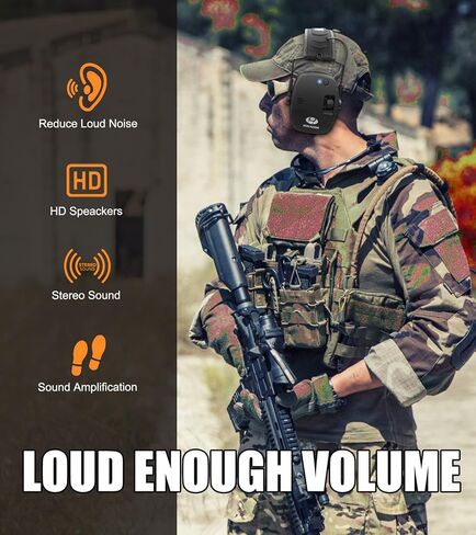 Upgrade Bluetooth 5.4 Shooting Ear Protection with Sound Amplify Electronic Digital Safety Ear Muffs Slim Hearing Protector for Shooting Hunting Gun Range (Black) in Kuwait
