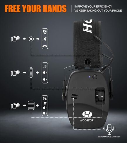 Upgrade Bluetooth 5.4 Shooting Ear Protection with Sound Amplify Electronic Digital Safety Ear Muffs Slim Hearing Protector for Shooting Hunting Gun Range (Black) in Kuwait