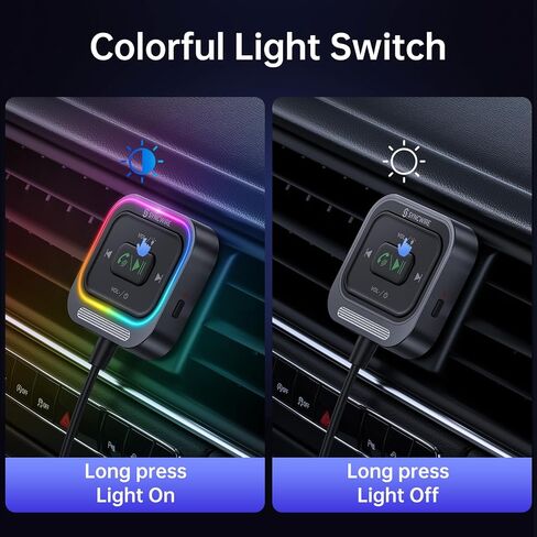 Syncwire Bluetooth 5.4 Aux Car Adapter [Large Mic&Noise Cancellation] Bluetooth 3.5mm Receiver for Car with Coiled Cable [Light Switch][Hands-Free Call] [HiFi Deep Bass] Plug-and-Play for Stereo Audio in Saudi Arabia