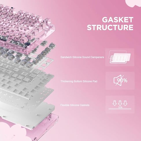 YUNZII X75 82 مفتاح لوحة مفاتيح ميكانيكية قابلة للتبديل السريع مع أغطية مفاتيح شفافة، لوحة مفاتيح حشية 75، لوحة مفاتيح ألعاب مخصصة بإضاءة خلفية RGB لنظام التشغيل Windows/Mac (مفتاح أبيض كريستالي، سلكي - أبيض) in Saudi Arabia