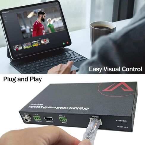 موسع AV Access 4K HDMI عبر TCP/IP، وحدة فك ترميز AV عبر IP مع جدار فيديو يصل إلى 8X8، 395 قدمًا (120 مترًا)، التوصيل والتشغيل بدون تكوين، تحكم مرئي، مصفوفة فيديو، PoE، RS-232 in Saudi Arabia