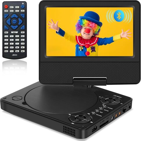 مشغل DVD محمول مقاس 9.5 بوصة مع بلوتوث، يدعم فيديو 1080 بكسل، تنسيقات MP4، شاشة HD دوارة 7.5 بوصة، وقت عمل 5 ساعات، مشغل DVD للسيارة للأطفال والسيارة، تلفزيون متزامن، يدعم بطاقة SD/USB 1000G، مناطق مجانية in Saudi Arabia