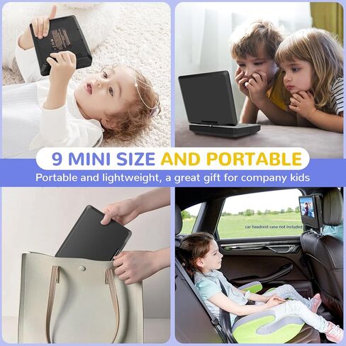 مشغل DVD صغير محمول مقاس 9.5 بوصة مع شاشة دوارة عالية الدقة 7.5 بوصة، تشغيل لمدة 5-6 ساعات، مشغل DVD محمول مع مكبر صوت مزدوج، يدعم SYNC TV/USB/بطاقة SD/AV، تشغيل جميع تنسيقات الأقراص باستثناء Blu-ray، أسود in Kuwait