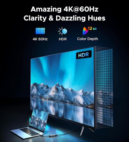 Warrky USB C to HDMI Adapter 4K, [Anti-Interference Gold-Plated Connector] Type C to HDMI Adapter, Thunderbolt 3/4 Compatible with Apple iPad Pro/Air, MacBook Pro/Air, iMac, Samsung Galaxy, Surface in Kuwait