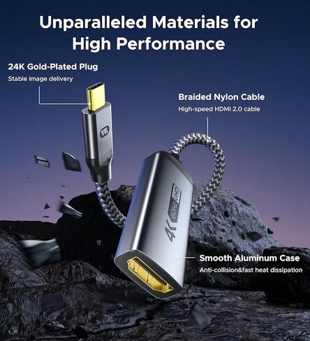 Warrky USB C to HDMI Adapter 4K, [Anti-Interference Gold-Plated Connector] Type C to HDMI Adapter, Thunderbolt 3/4 Compatible with Apple iPad Pro/Air, MacBook Pro/Air, iMac, Samsung Galaxy, Surface in Kuwait