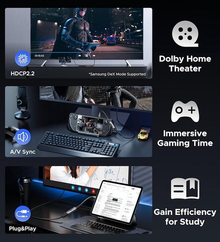 Warrky USB C to HDMI Adapter 4K, [Anti-Interference Gold-Plated Connector] Type C to HDMI Adapter, Thunderbolt 3/4 Compatible with Apple iPad Pro/Air, MacBook Pro/Air, iMac, Samsung Galaxy, Surface in Kuwait