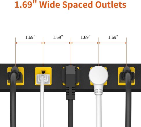8 Outlet Long Power Strip, 2100J Surge Protector Heavy Duty 6FT Cord Wide Spaced and Wall Mount Metal Powerstrip for Home Office Garage Workshop in Saudi Arabia