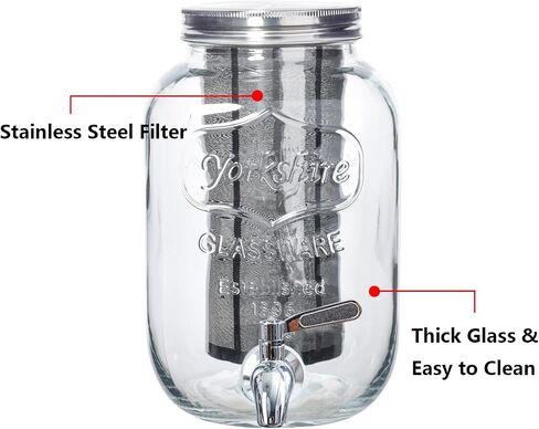 1 Gallon Cold Brew Coffee Maker - Stainless Steel Spigot - Large Glass Mason Jar Drink Dispenser & Sun Tea Pitcher with Infuser in Saudi Arabia