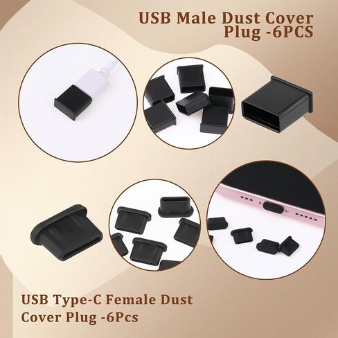 36 PCS USB Dust Cover Port Plugs 6 Types USB Cover Port Plug Caps USB Anti Dust Cover Plugs Silicone USB Cap Port Protector Dust Stopper for USB Type-C, Micro USB, USB A Female and Male Ports in Saudi Arabia