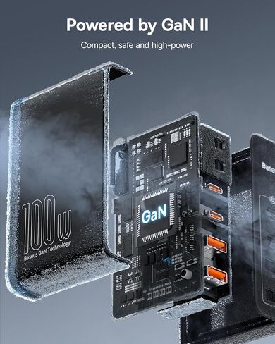 USB C Charger, Baseus 100W 4-Port GaN II Wall Charger, USB C Fast Charger Block with 2A+2C Ports for iPhone Series, Galaxy, MacBook, iPad, Laptops, AirPods, Apple Watch, Black in Saudi Arabia