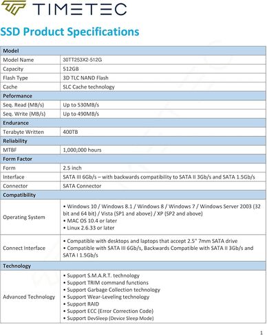 Timetec 512GB SSD 3D NAND SATA III 6Gb/s 2.5 Inch 7mm (0.28") Read Speed Up to 550 MB/s SLC Cache Performance Boost Internal Solid State Drive for PC Computer Desktop and Laptop (512GB) in Saudi Arabia