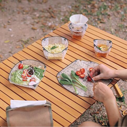 Portable Camping Tableware Set of 6 Pieces, Folding Plate, Bowl, Water Cup, Easy-Clean, Ultra-Light, Heat-Resistant,Collapsible, Food-Grade Material, for Outdoor Picnics (2) in Saudi Arabia