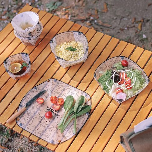 Portable Camping Tableware Set of 6 Pieces, Folding Plate, Bowl, Water Cup, Easy-Clean, Ultra-Light, Heat-Resistant,Collapsible, Food-Grade Material, for Outdoor Picnics (2) in Saudi Arabia