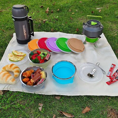 Mess Kit for Camping Silicone Collapsible Bowl and Stainless Steel Spoon for Backpacking Outdoor Hiking Traveling and Picnic in Saudi Arabia