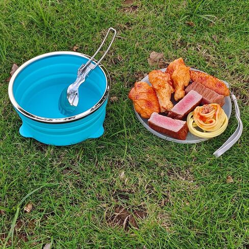 Mess Kit for Camping Silicone Collapsible Bowl and Stainless Steel Spoon for Backpacking Outdoor Hiking Traveling and Picnic in Saudi Arabia