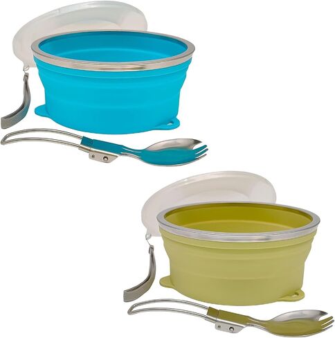 Mess Kit for Camping Silicone Collapsible Bowl and Stainless Steel Spoon for Backpacking Outdoor Hiking Traveling and Picnic in Saudi Arabia