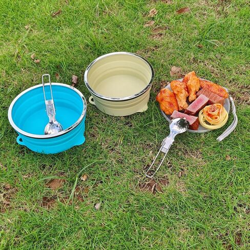 Mess Kit for Camping Silicone Collapsible Bowl and Stainless Steel Spoon for Backpacking Outdoor Hiking Traveling and Picnic in Saudi Arabia