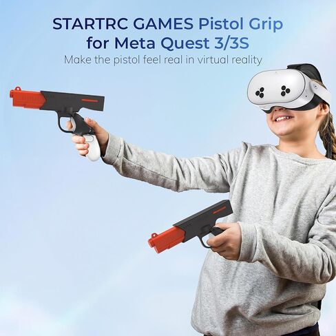 قبضة VR PistoI لوحدات التحكم Meta Quest 3/Quest 3S، ملحقات مقبض مسدس VR إنساني 2 في 1 لـ Oculus Quest 3/Quest 3S، إحساس الإمساك الواقعي لألعاب FPS المحسنة (أسود) in Saudi Arabia