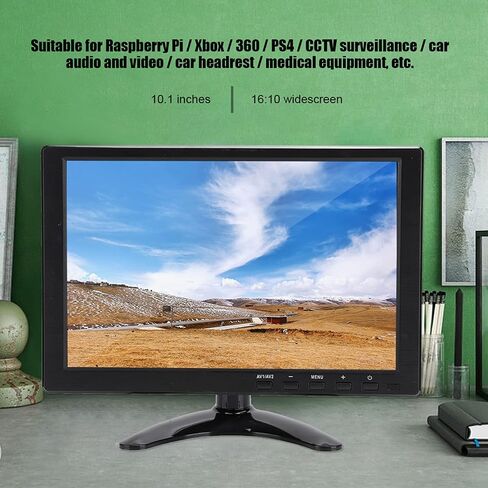 VBESTLIFE 10.1 Inch HD LCD Monitor with VGA HDMI BNC AV USB Input, 1280x800 16:10 HD Color Screen Security Monitor with Speaker, for PC CCTV Security (US Plug) in Saudi Arabia
