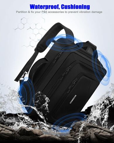 حقيبة حمل COMECOI لجهاز PS5، حقيبة ظهر للسفر لجهاز PS 5 Pro، حقيبة تخزين واقية ذات سعة كبيرة متوافقة مع وحدة تحكم Playstation 5 Disk/Digital Edition، وأجهزة التحكم، والبطاقات، والملحقات in Kuwait